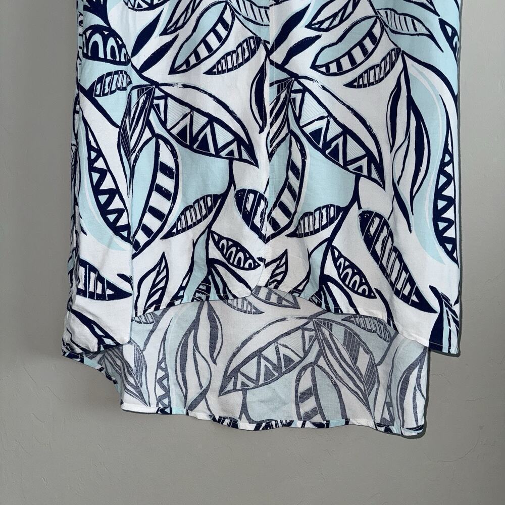 Fresh Produce ADA Palm Leave Print Dress Sleeveless Sz XS Hi Low Hem - Picture 5 of 11